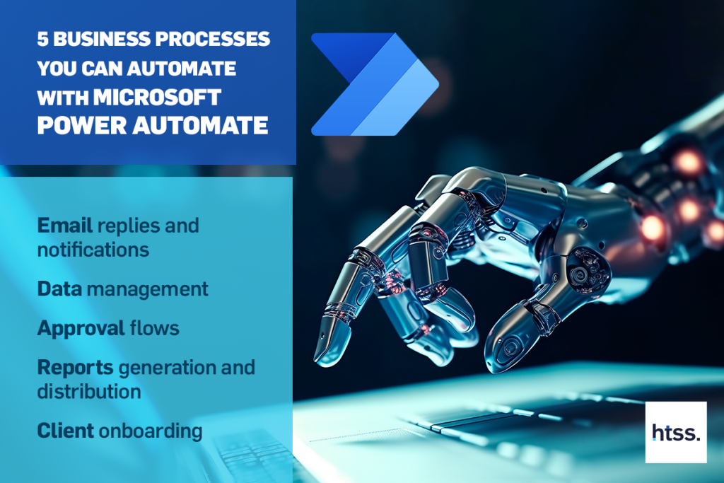 Microsoft Power Automate, infografic 5 procese de business ce pot fi automatizate | htss